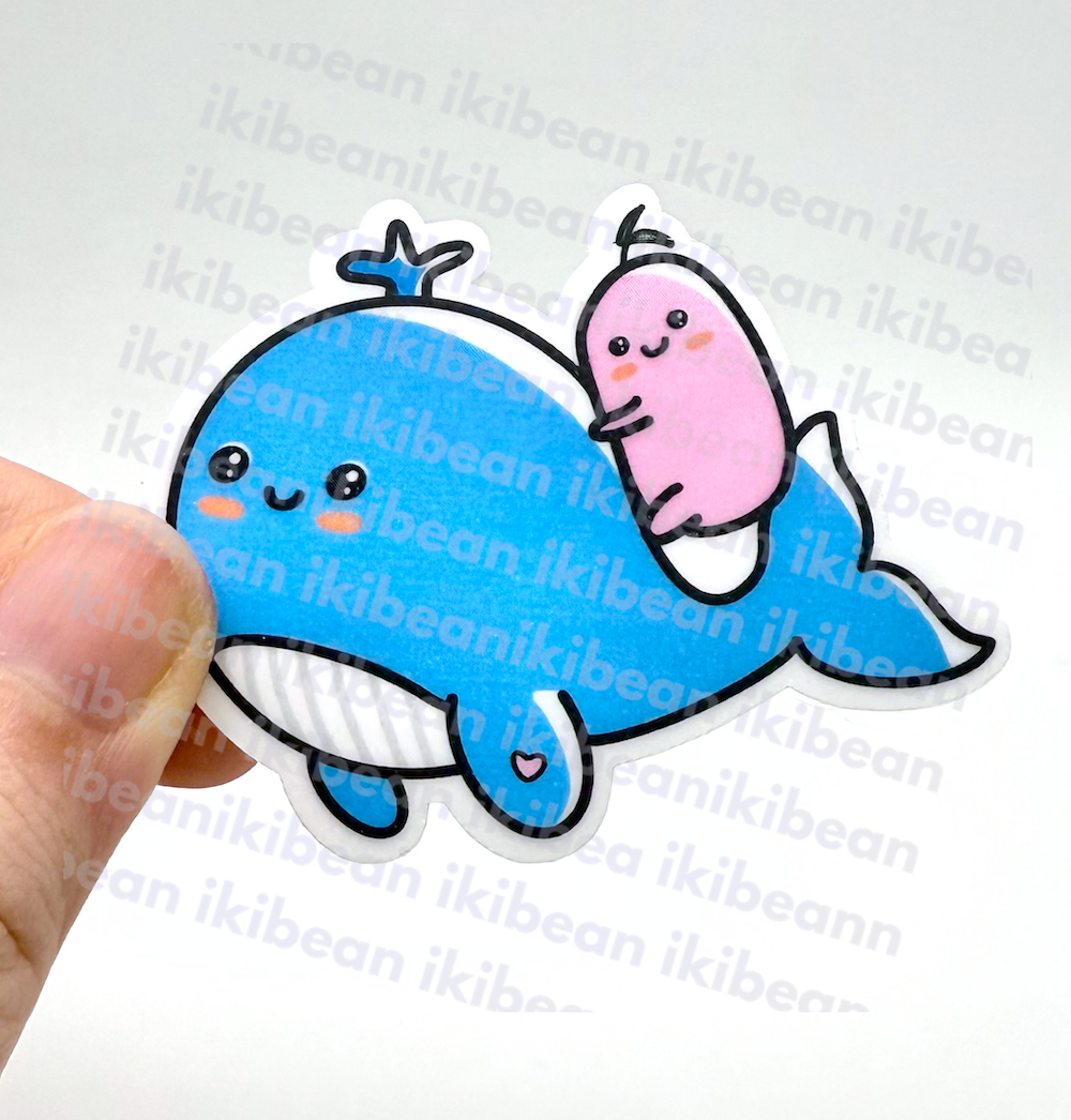 ikibean whale friends sticker