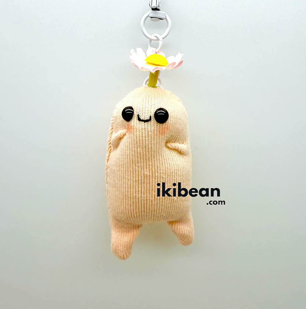 handstitched bag charm - ikibean beige bloom
