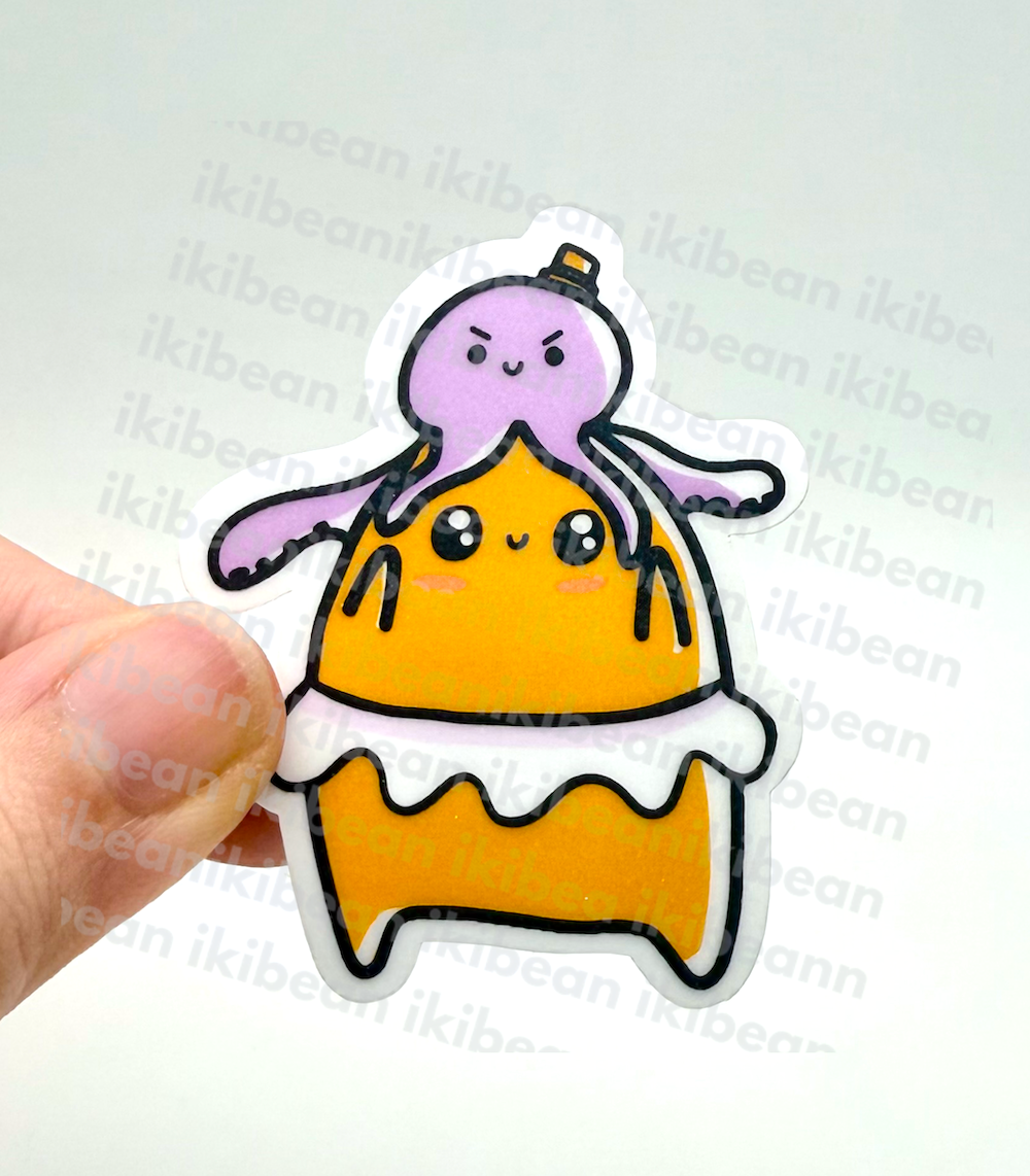 ikibean 頭にタコのステッカー