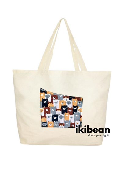 ikibean x grandma collection - Large tote bag with base (stacking cats)